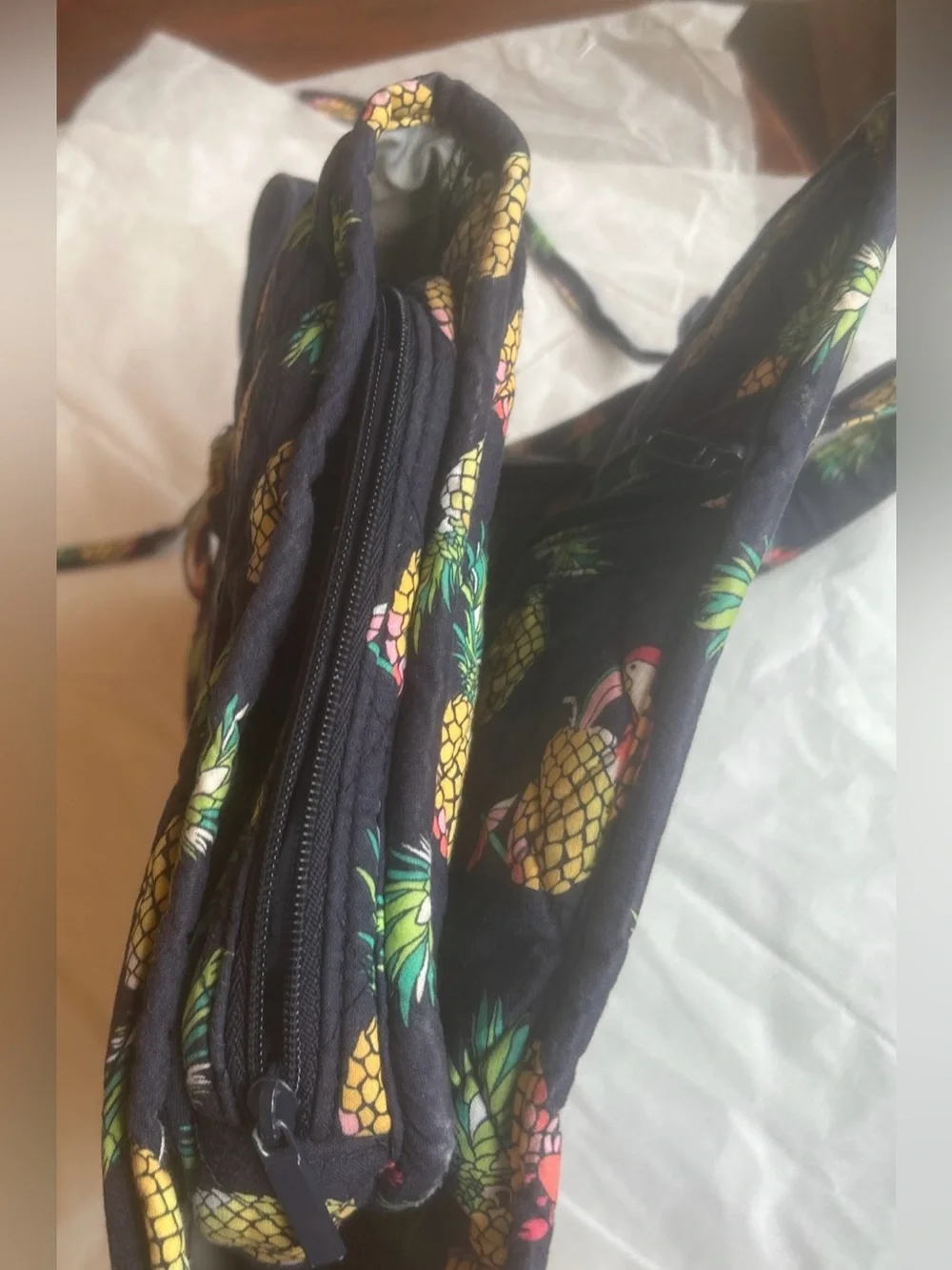 Vera Bradley quilted hanging travel organizer Toucan Party with pineapple print